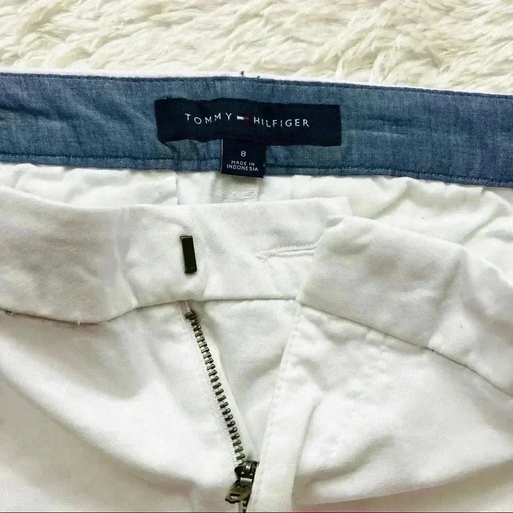 2 Pair of Tommy Hilfiger‎ White & Blue Chino Flat Front Shorts Size 6 & 8